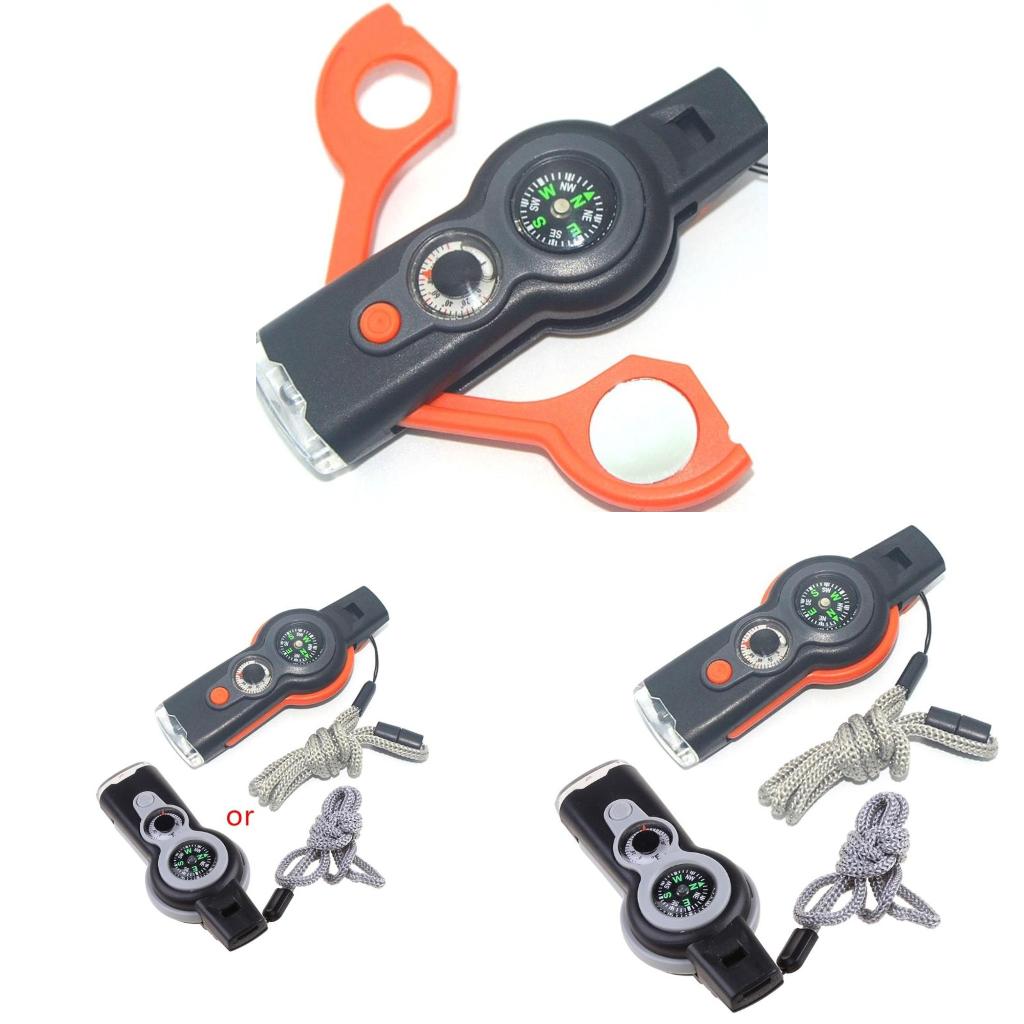 Outdoor Adventure Guide - Q39E 安全ホイッスル緊急用ストラップ付き、キャンプ用 7 in 1 サバイバルマルチツール