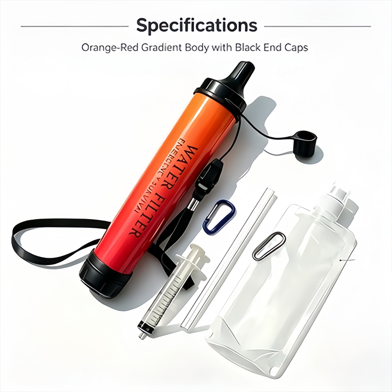 Water Filter Straw - 5000L対応の携帯用緊急時用浄水ストロー。キャンプやハイキングに最適な、物理的な方法で水を浄化するストロー。
