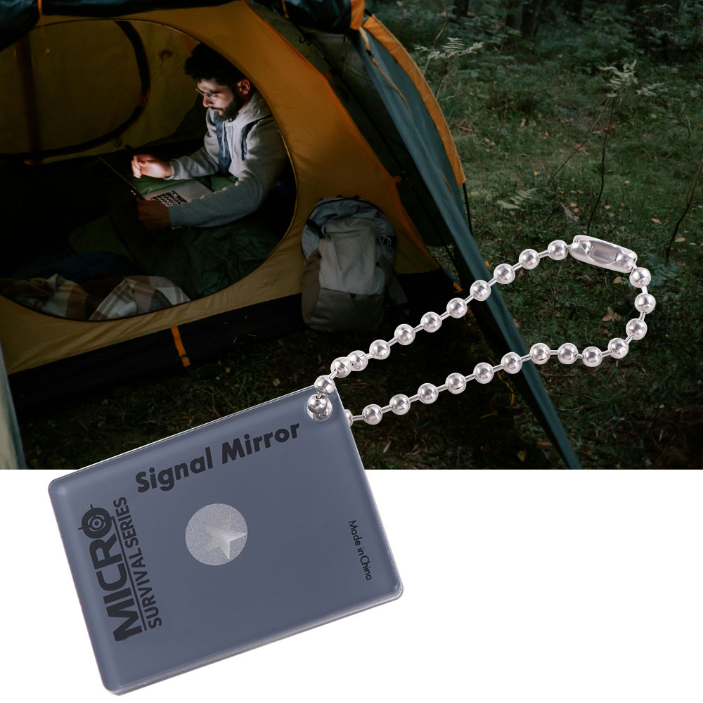 Signal Mirror Rescue - 携帯用反射式屋外信号ミラー 多機能実用救助ミラー アクリル製昼光サバイバルミラー ハイキング キャンプ用