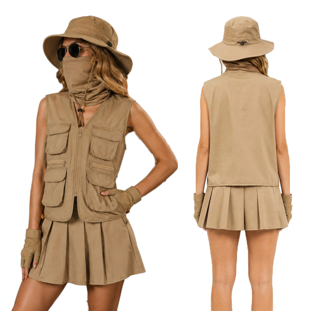 Outdoor Adventure Clothing - アウトドアエクスプローラー服帽子アクセサリーハイキング釣りアドベンチャーコスチュームコスプレハロウィン制服衣装女性大人スーツ