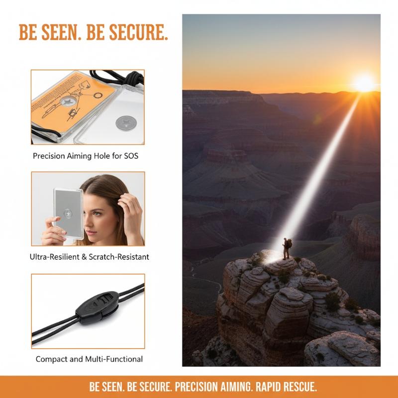 Signal Mirror Rescue - B * 屋外サバイバル信号ミラー緊急反射鏡ポータブル反射鏡キャンプハイキング荒野救助ツール用