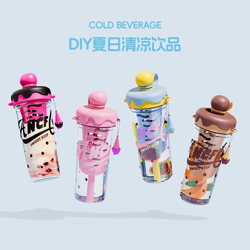 かわいいトレンドの携帯用プラスチックタンブラー、ストラップ付 - Water Filter Straw のレビューと価格