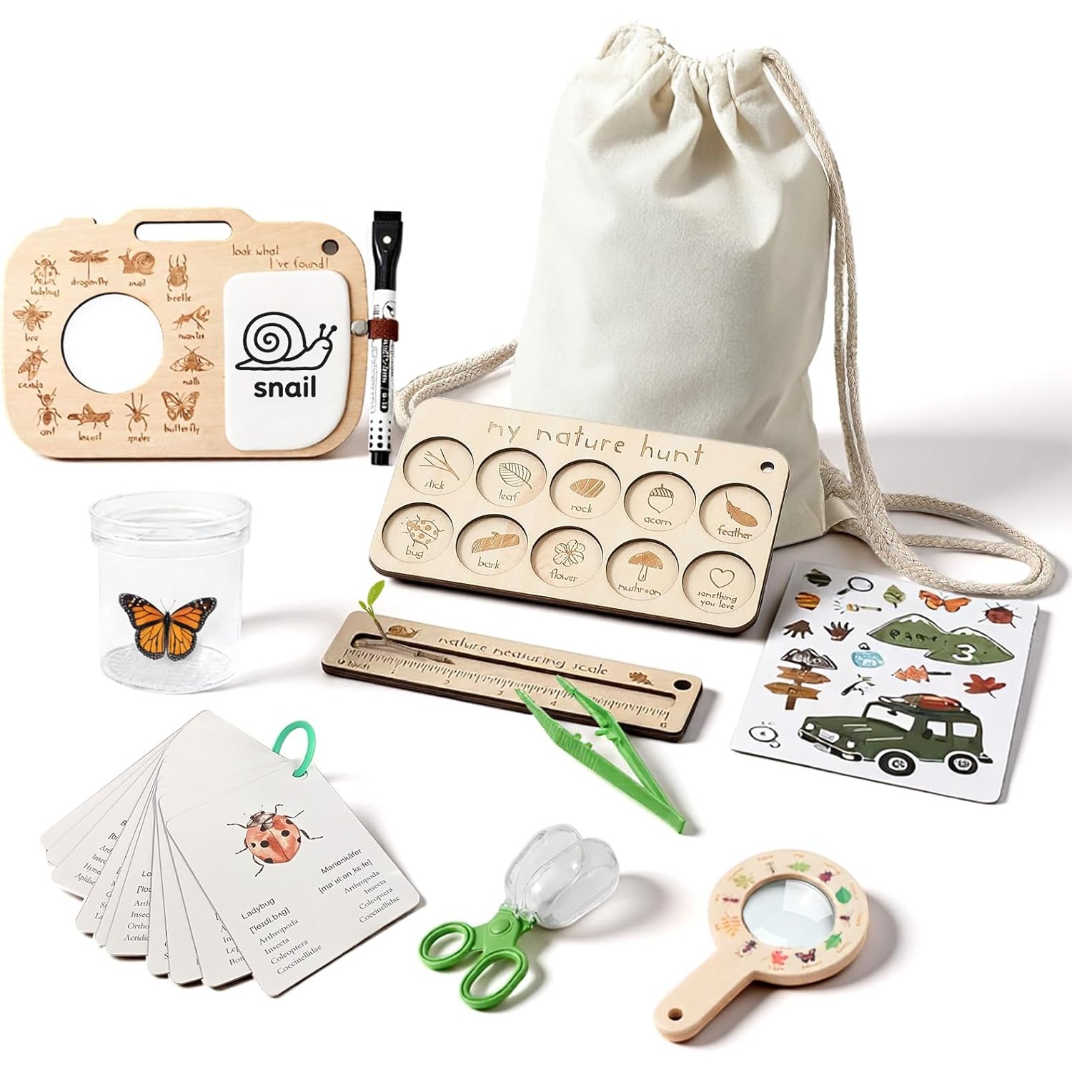 子供用虫捕りキット、虫箱、学習カード、観察ボード付き、屋外遊 - Outdoor Adventure Boys のレビューと価格